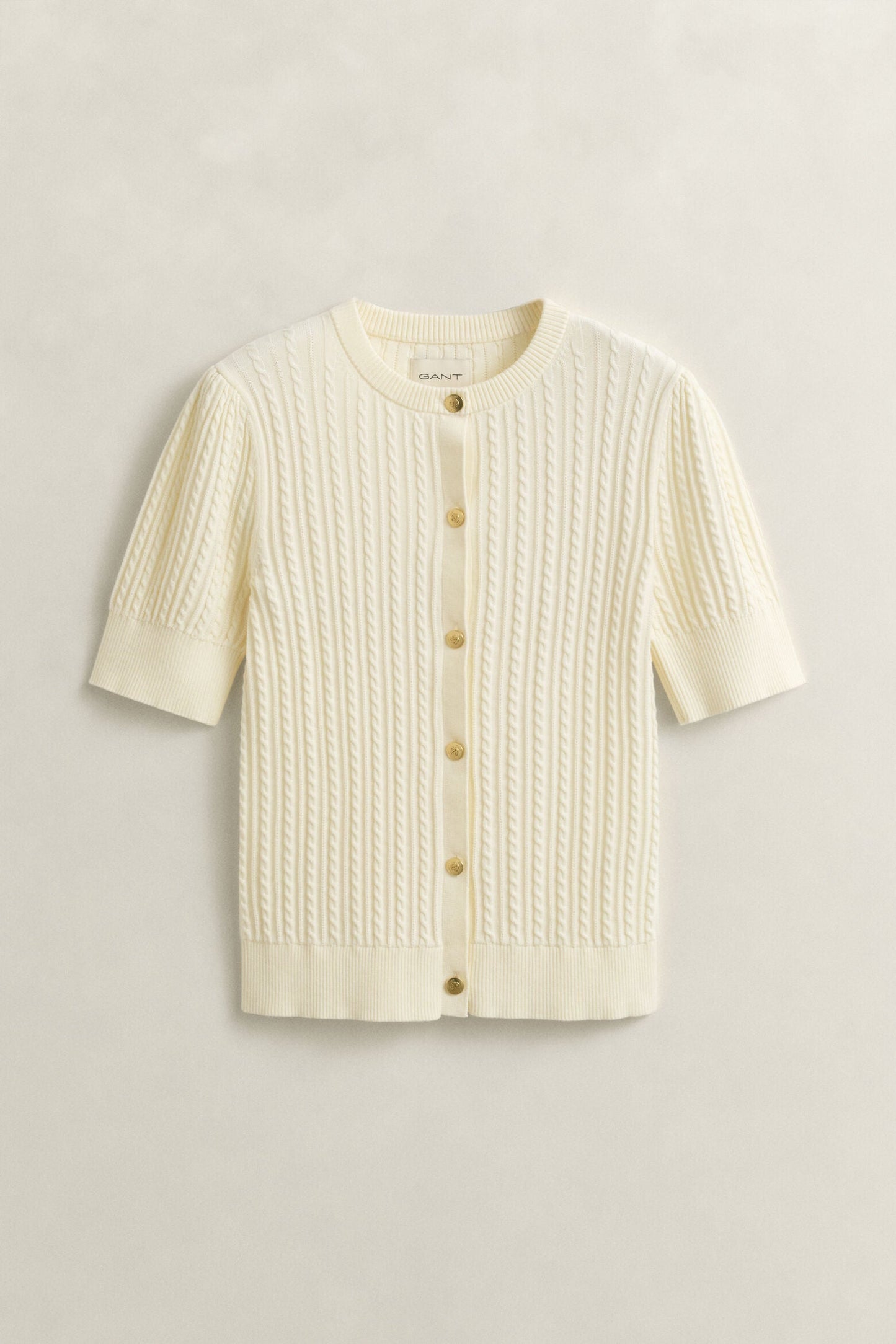 Cotton Cable Short Sleeve Cardigan