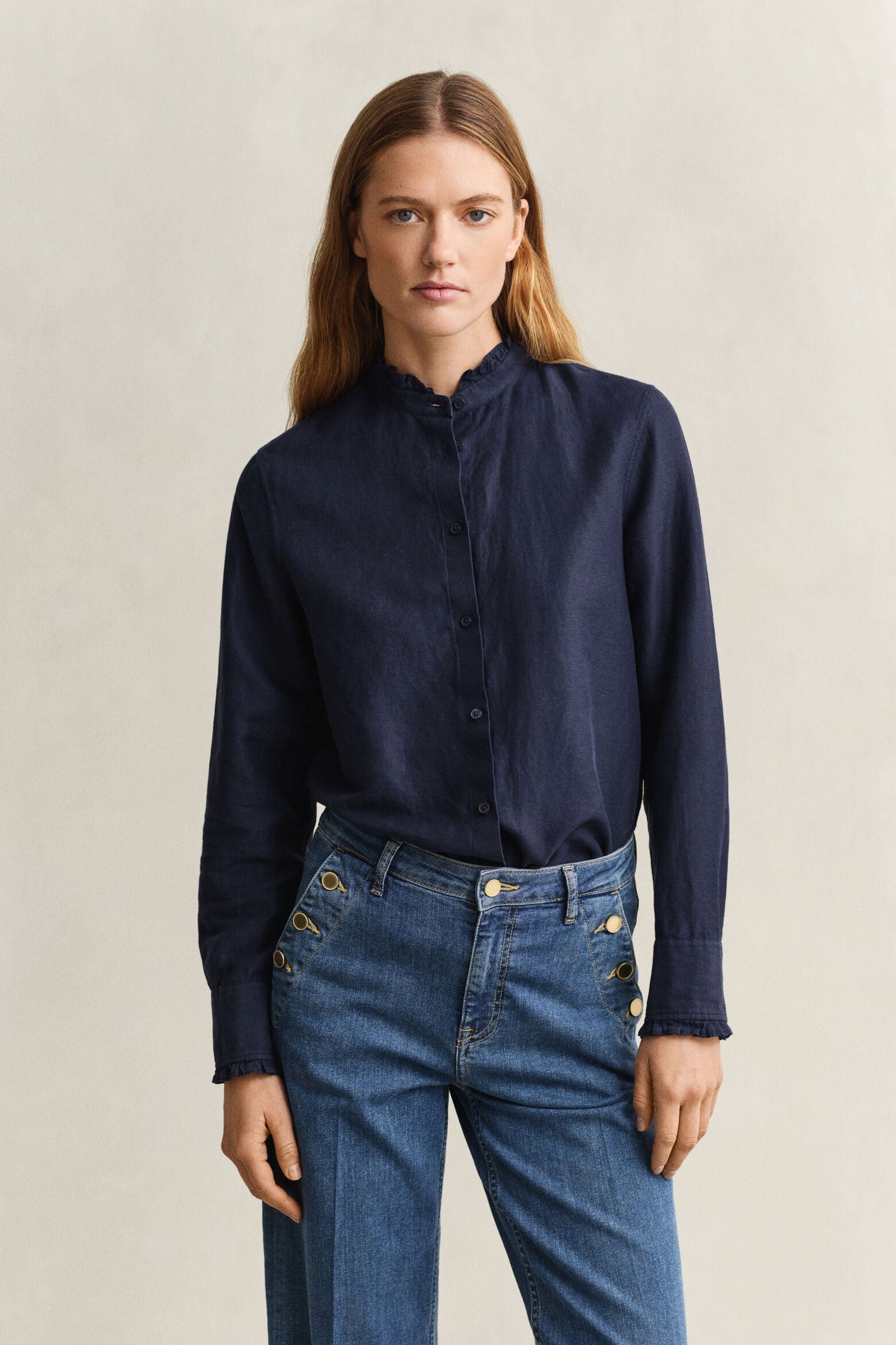 Frilly Linen Blend Blouse