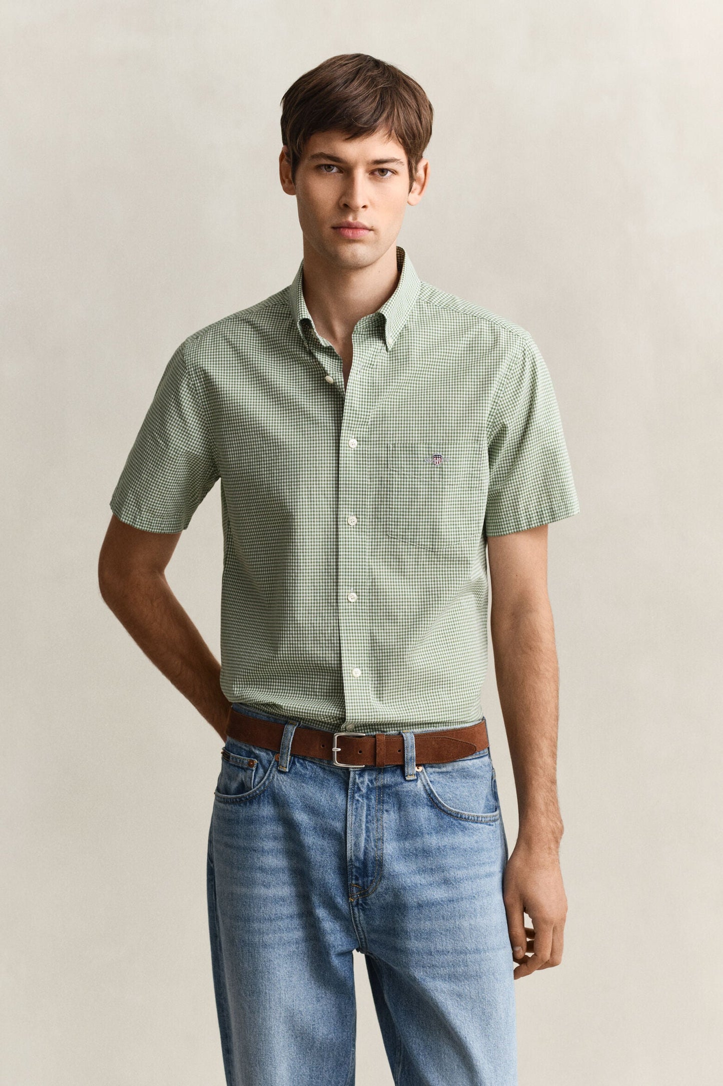 Regular Classic Poplin Gingh Ss Shirt