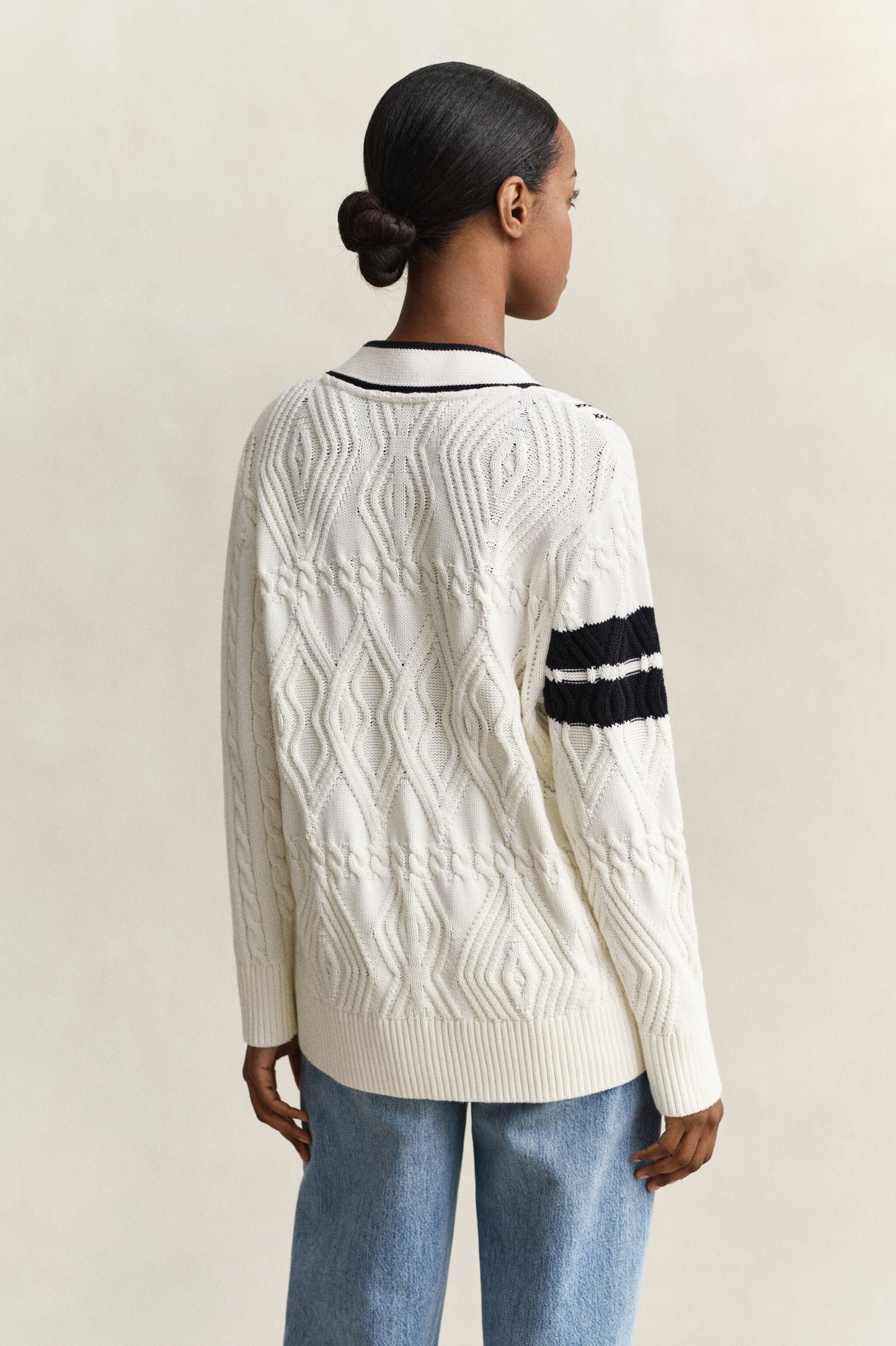 Varsity Cable Knit Cardigan