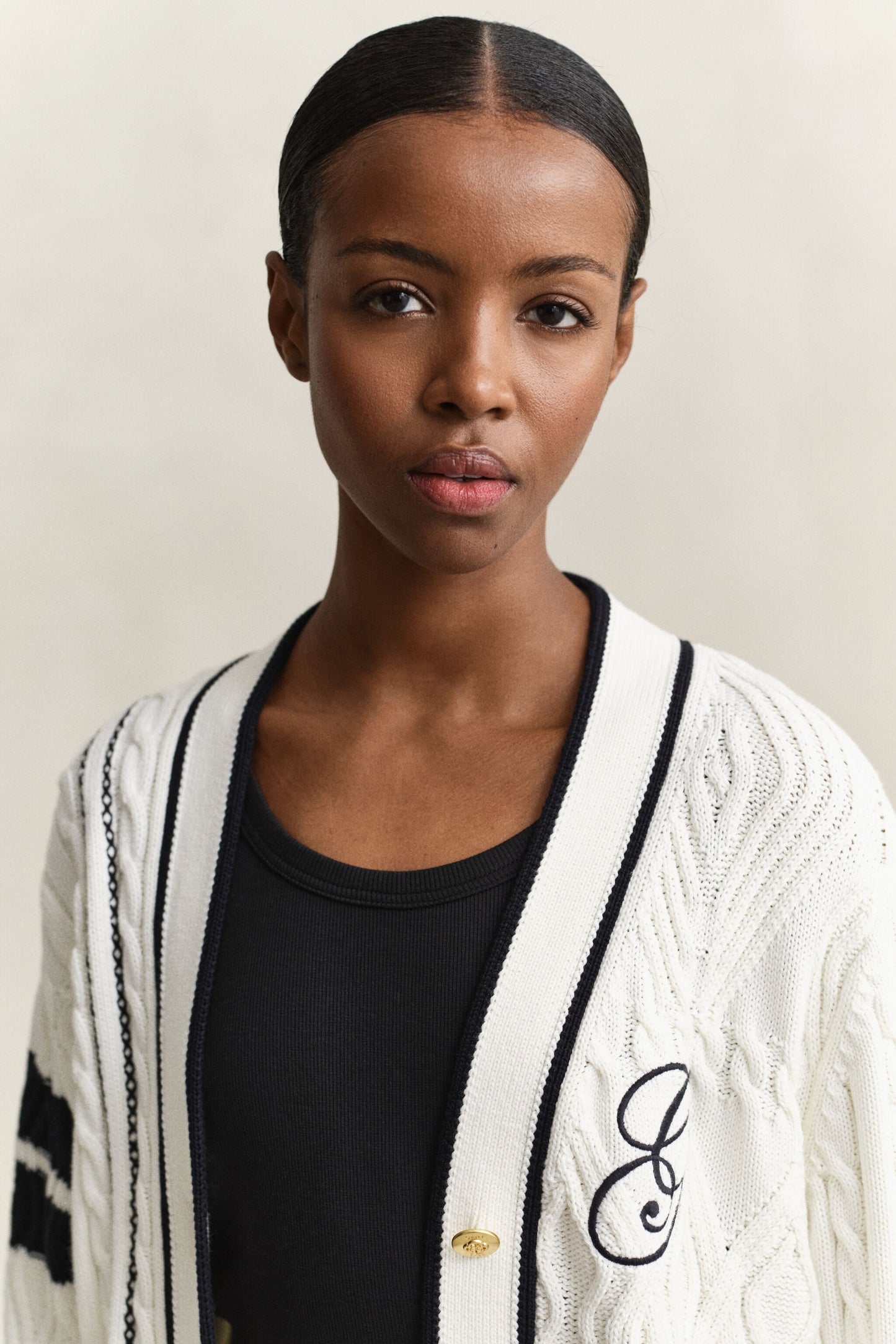 Varsity Cable Knit Cardigan