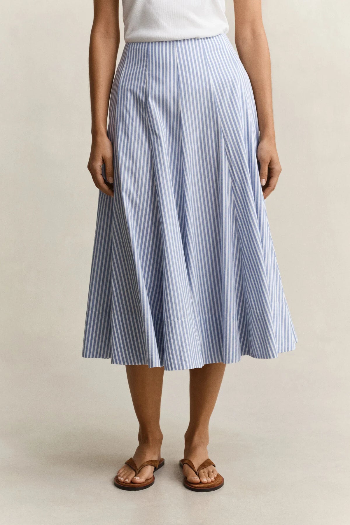 Striped Cotton Midi Skirt