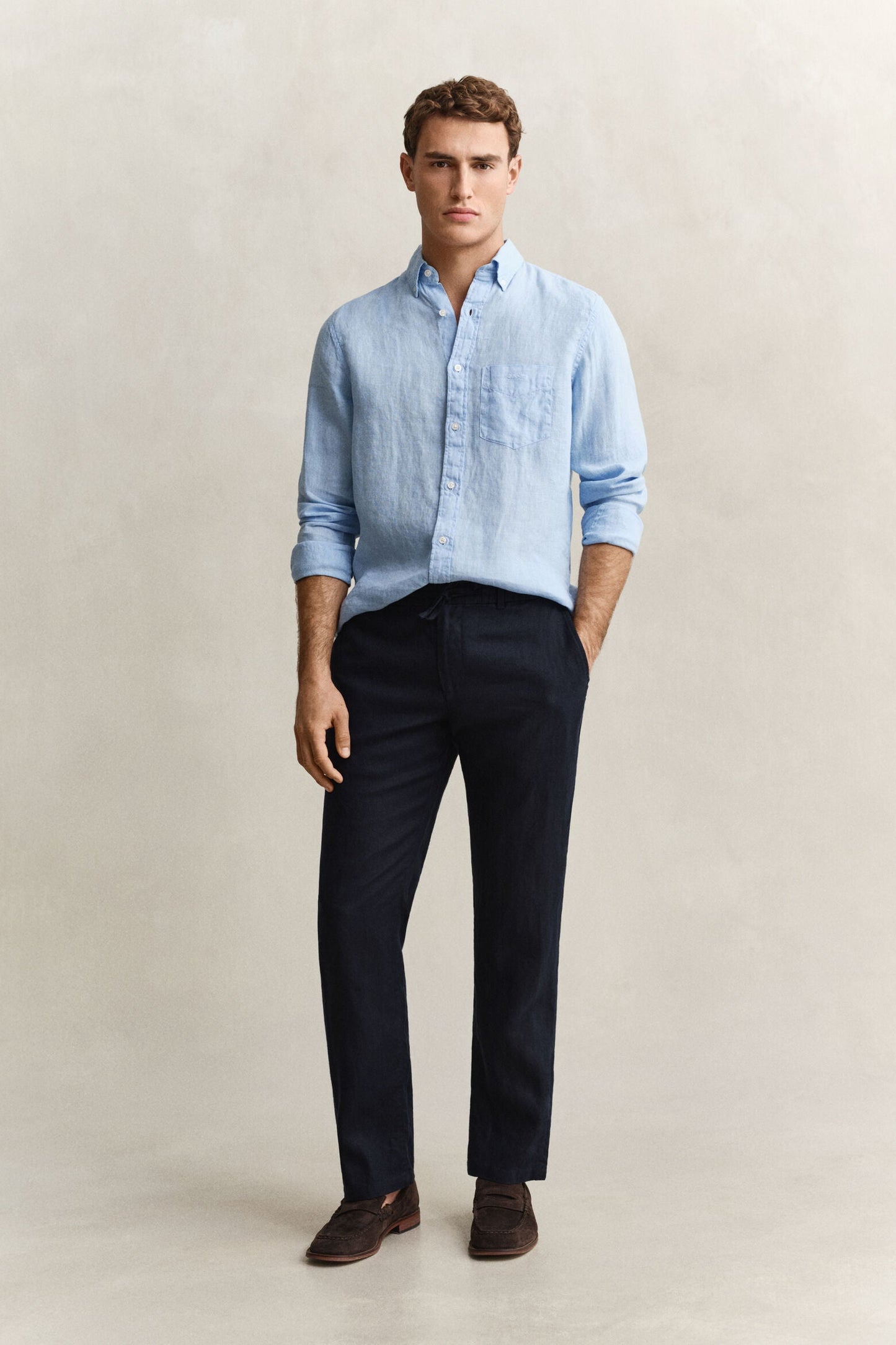 Regular Fit Linen Drawstring Pants