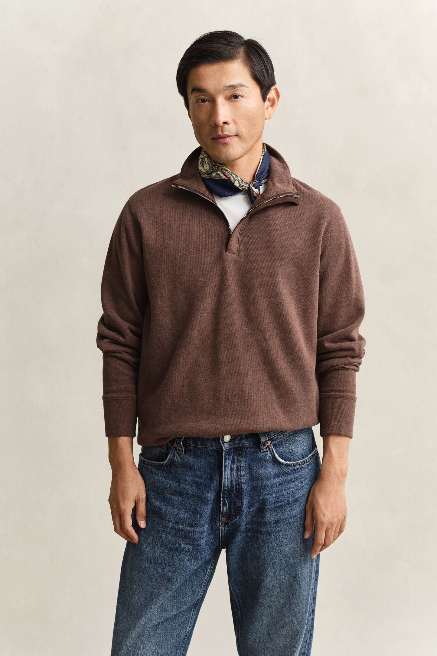 Light Seersucker Half Zip Top