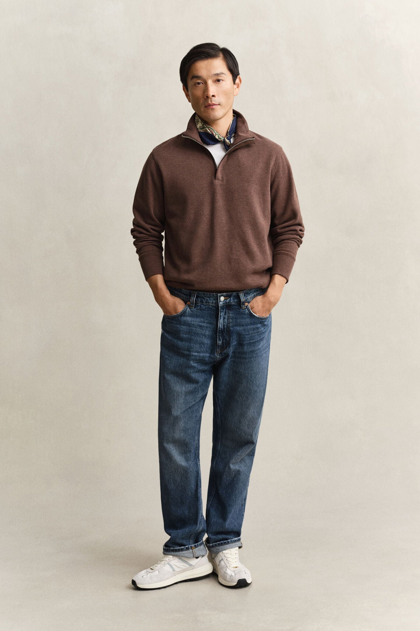 Light Seersucker Half Zip Top