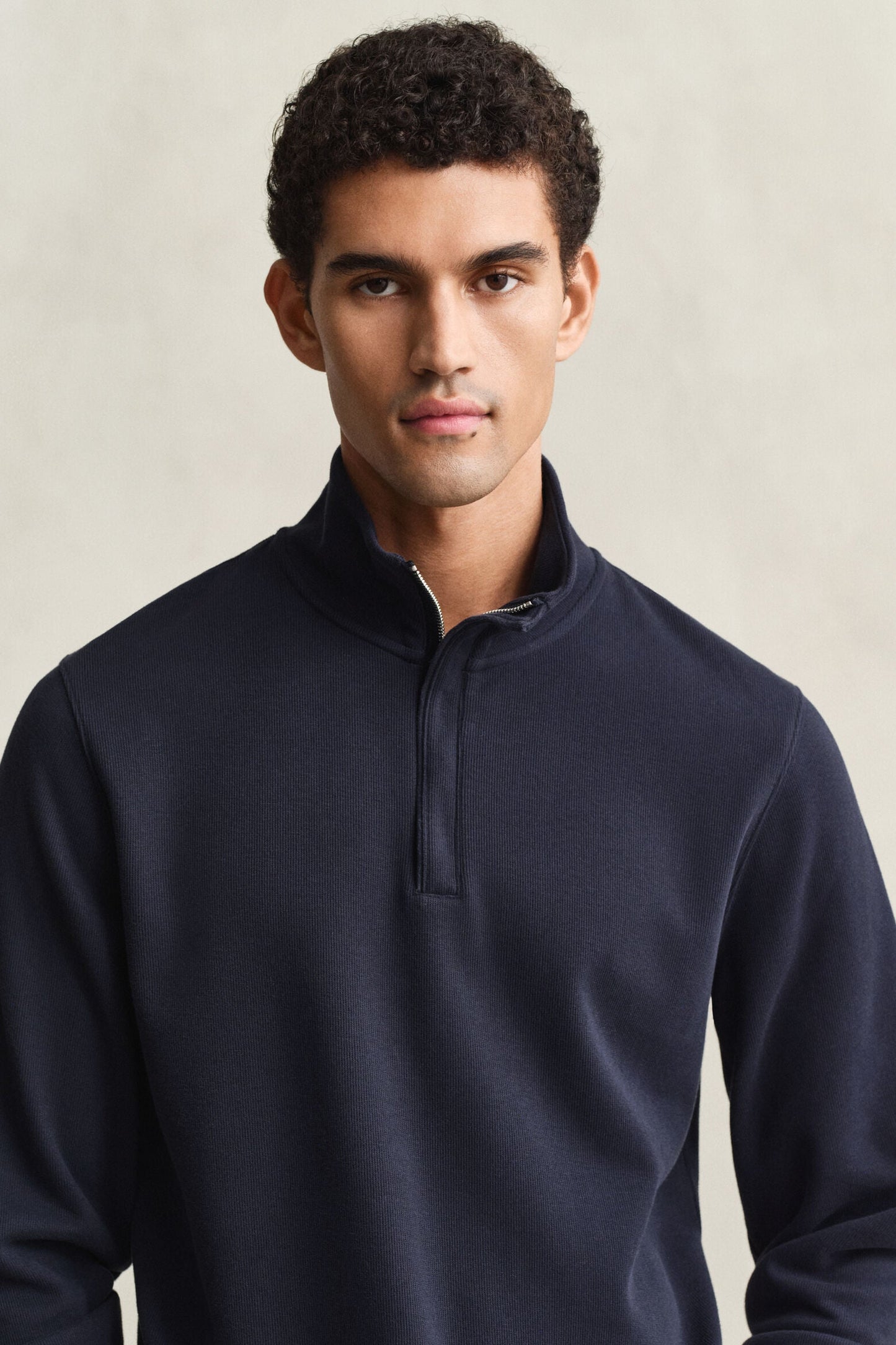 Light Seersucker Half Zip Top