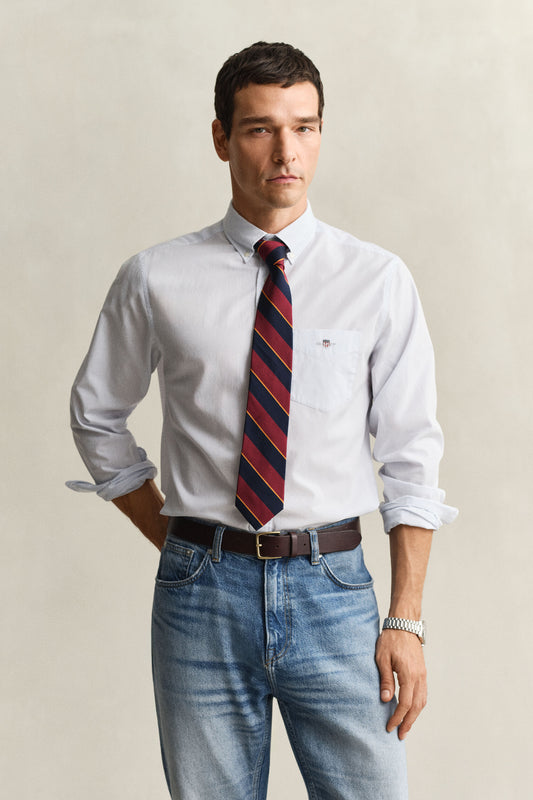 Regular Fit  Classic Banker Stripe Poplin Shirt