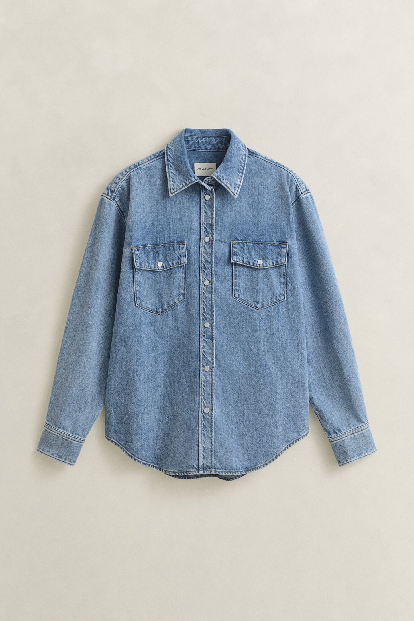 Relaxed Fit Denim Pocket Long Sleeve Shirt