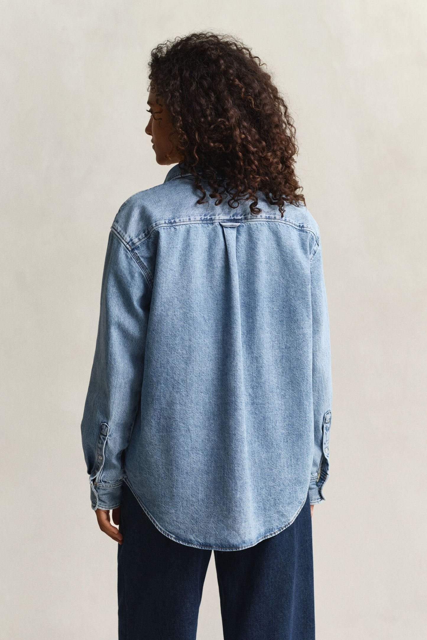 Relaxed Fit Denim Pocket Long Sleeve Shirt
