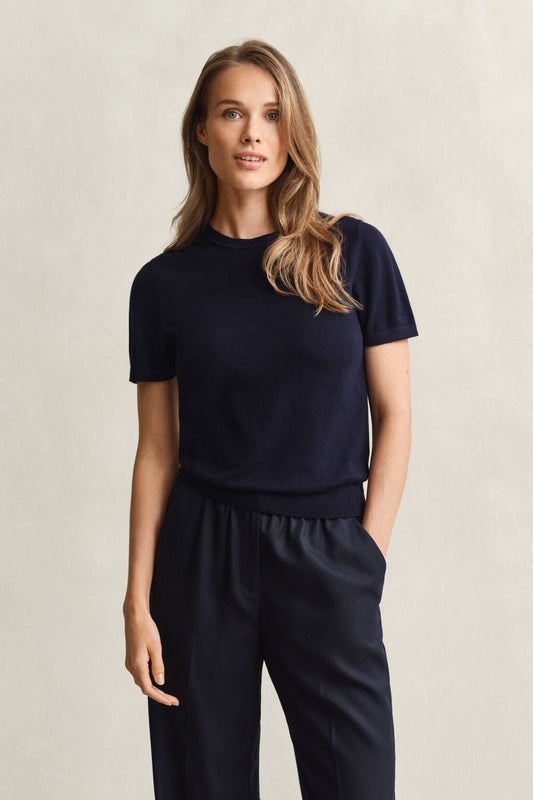 Lightweight Knit Short Sleeve Crew Neck