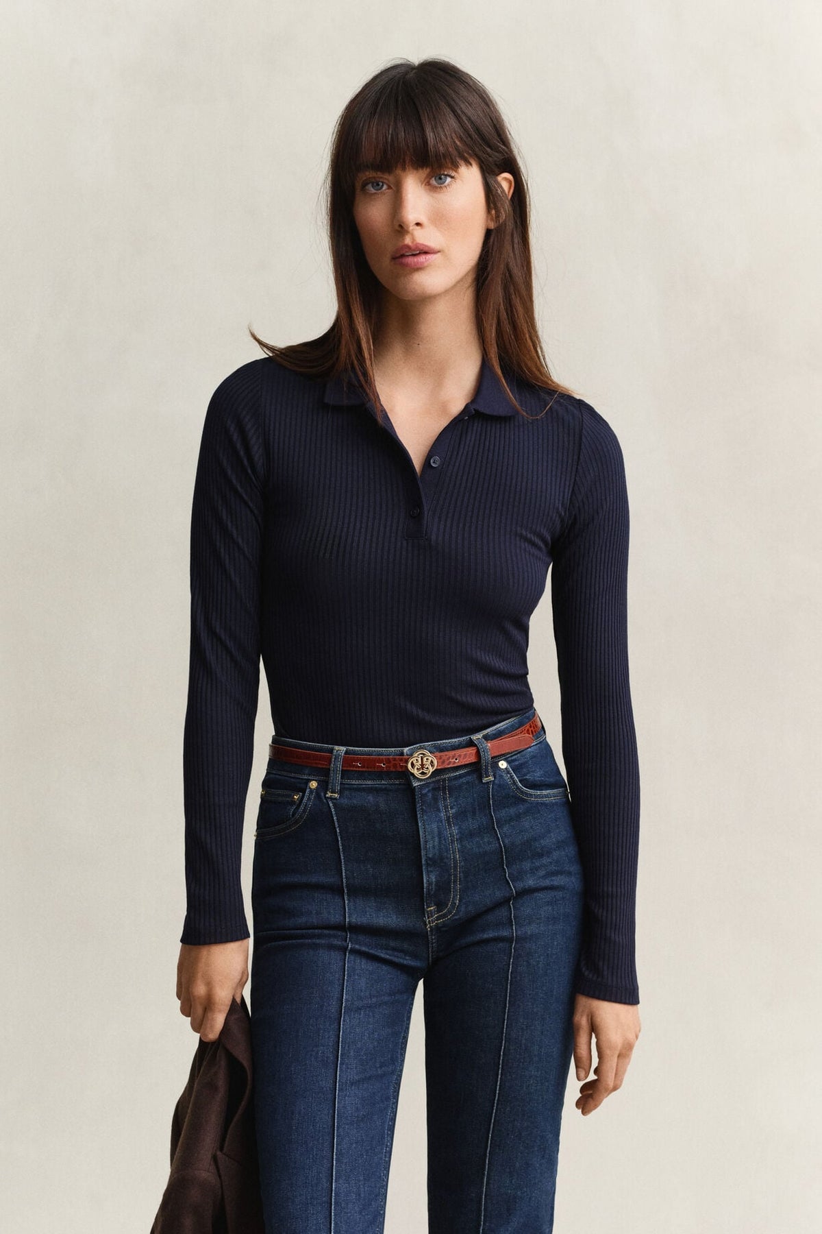 Slim Ribbed Longsleeve Polo