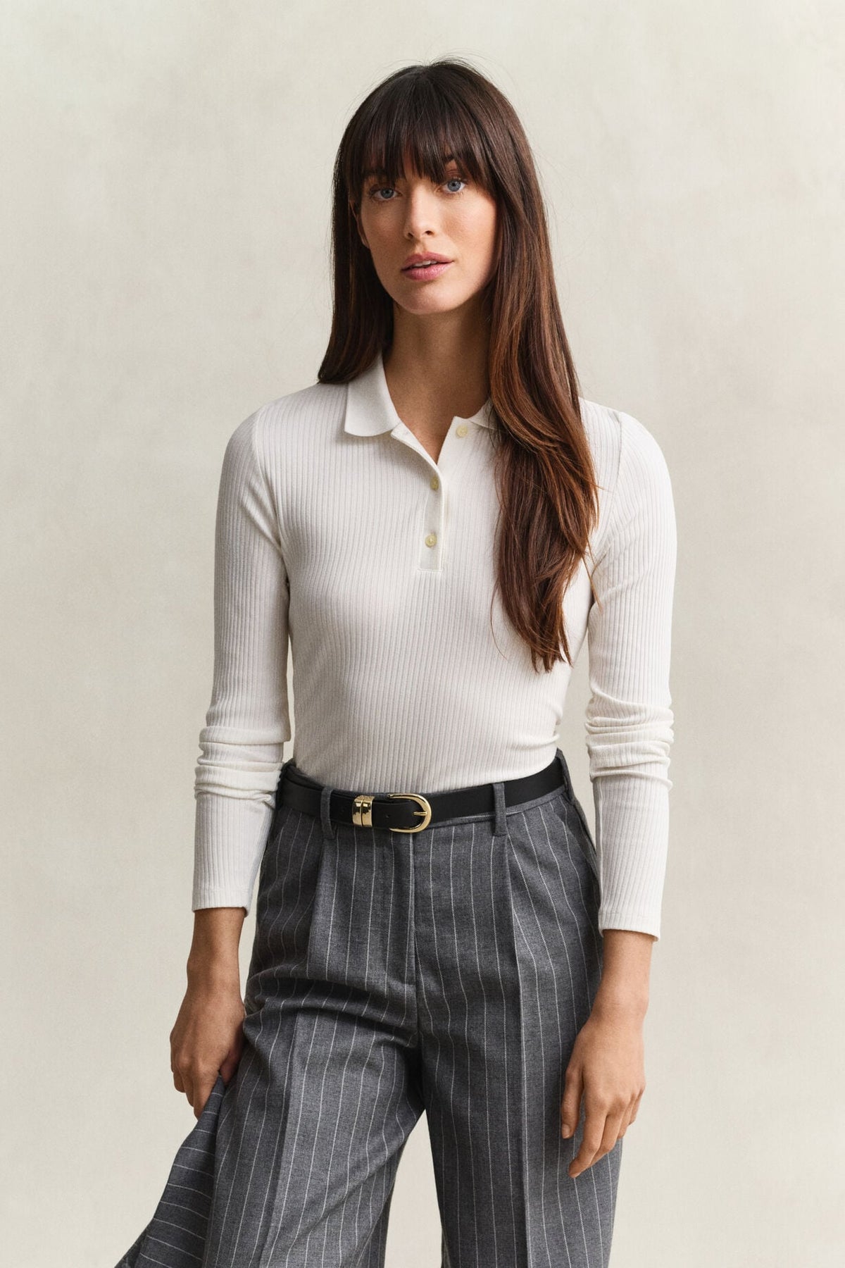 Slim Ribbed Longsleeve Polo