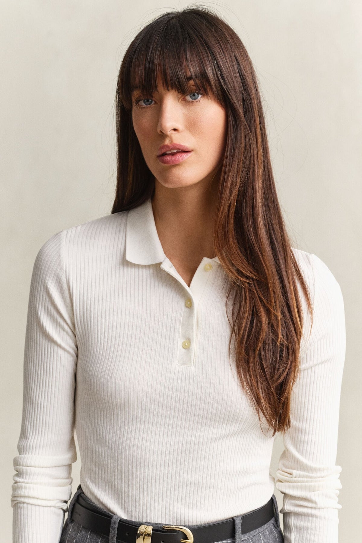Slim Ribbed Longsleeve Polo