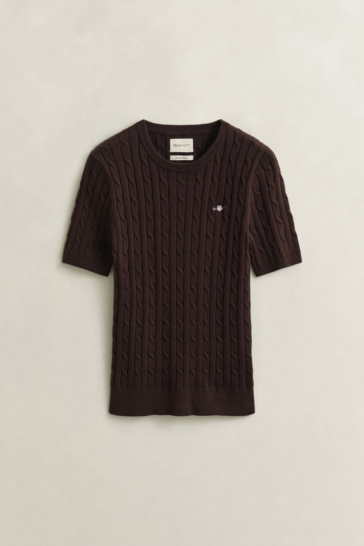 Stretch Cotton Cable Short sleeve C-Neck