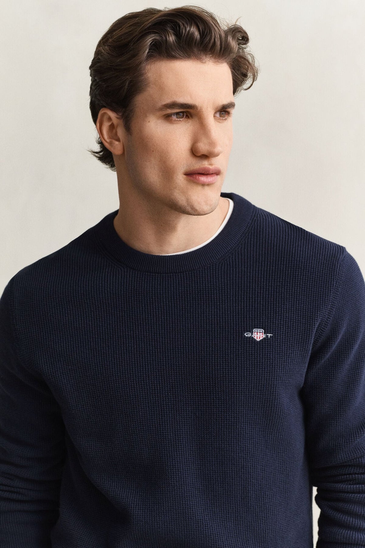 Micro Textured Cotton Crew Neck