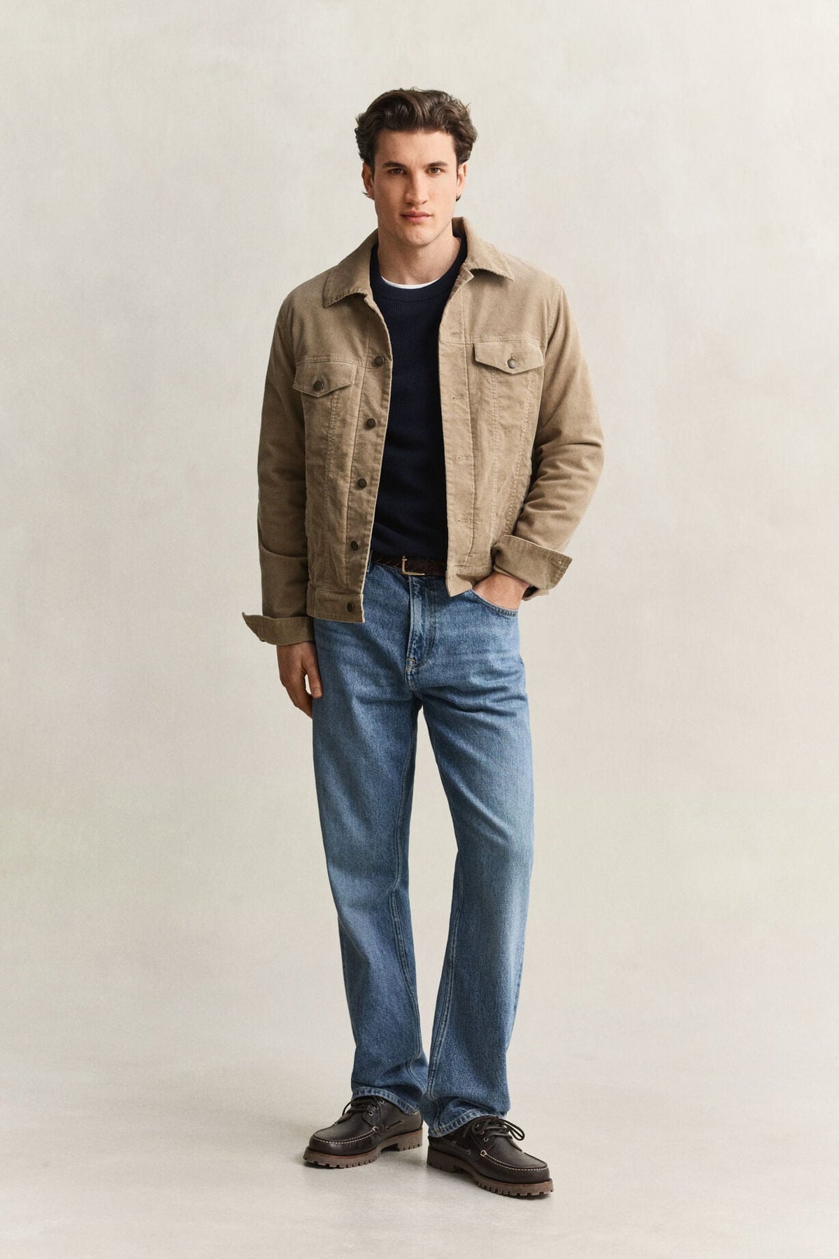 Micro Textured Cotton Crew Neck