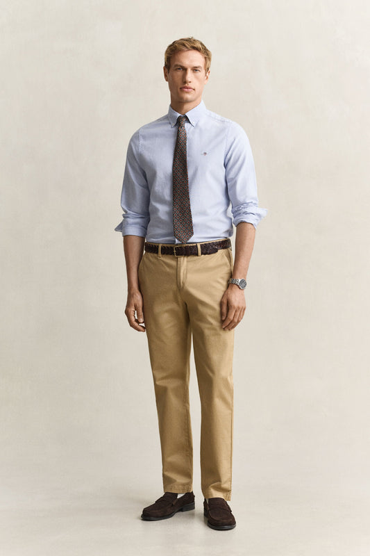 GANT Regular Smart Chinos – Dark Khaki – on model, front view