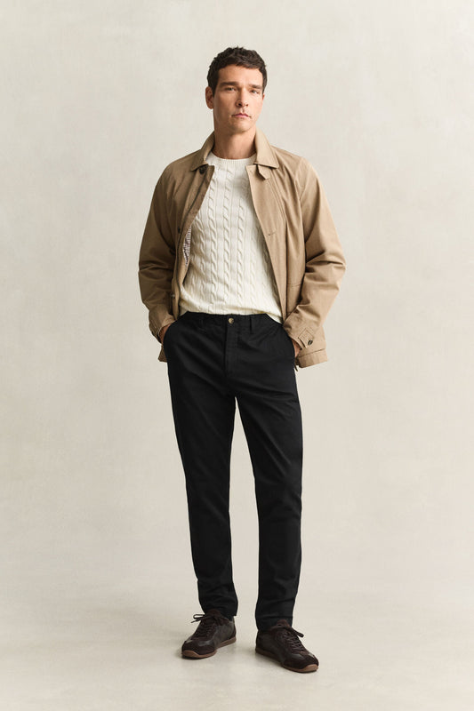 GANT Classic Slim Chinos – Black – on model, front view