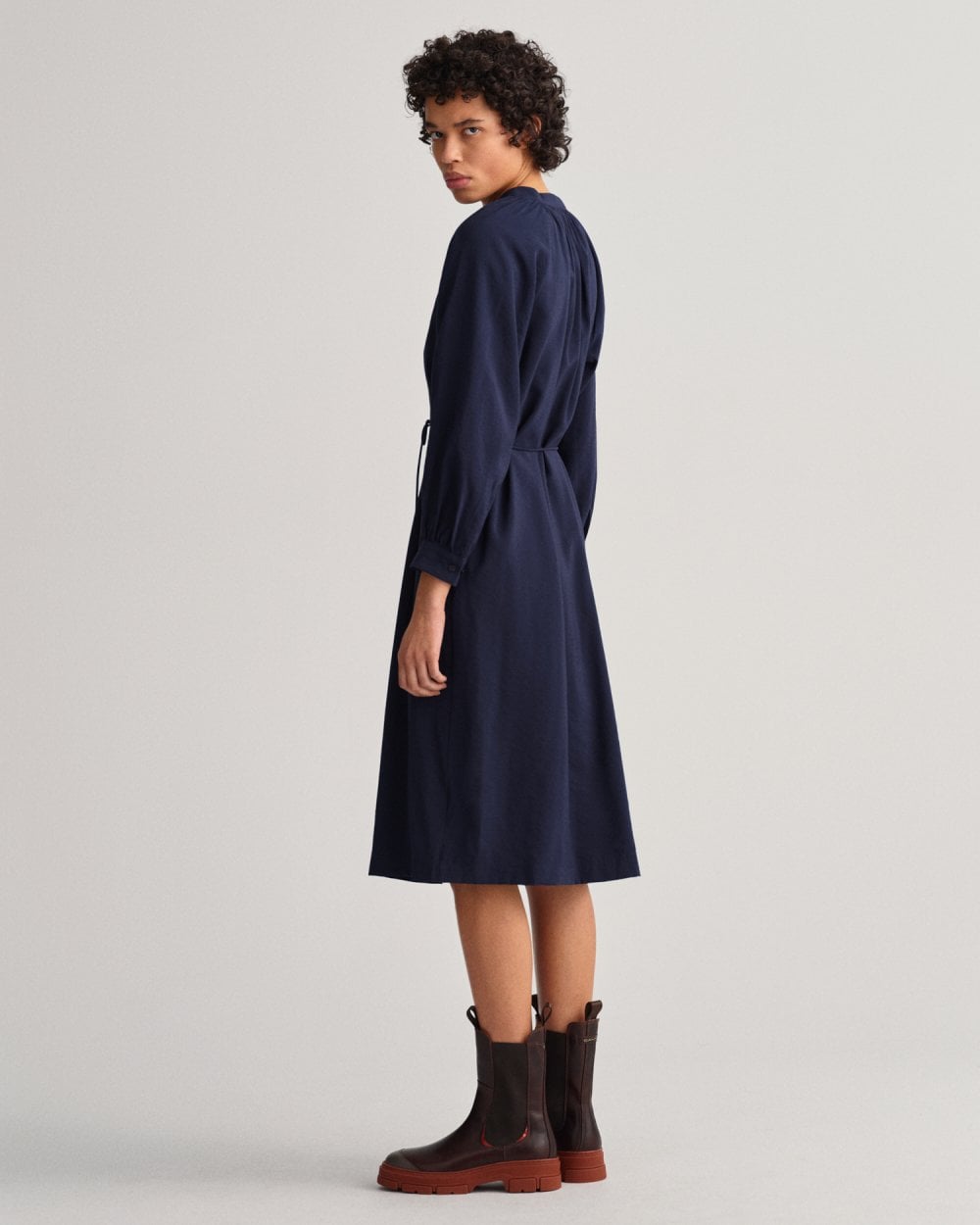 Stand Collar Shirt Dress