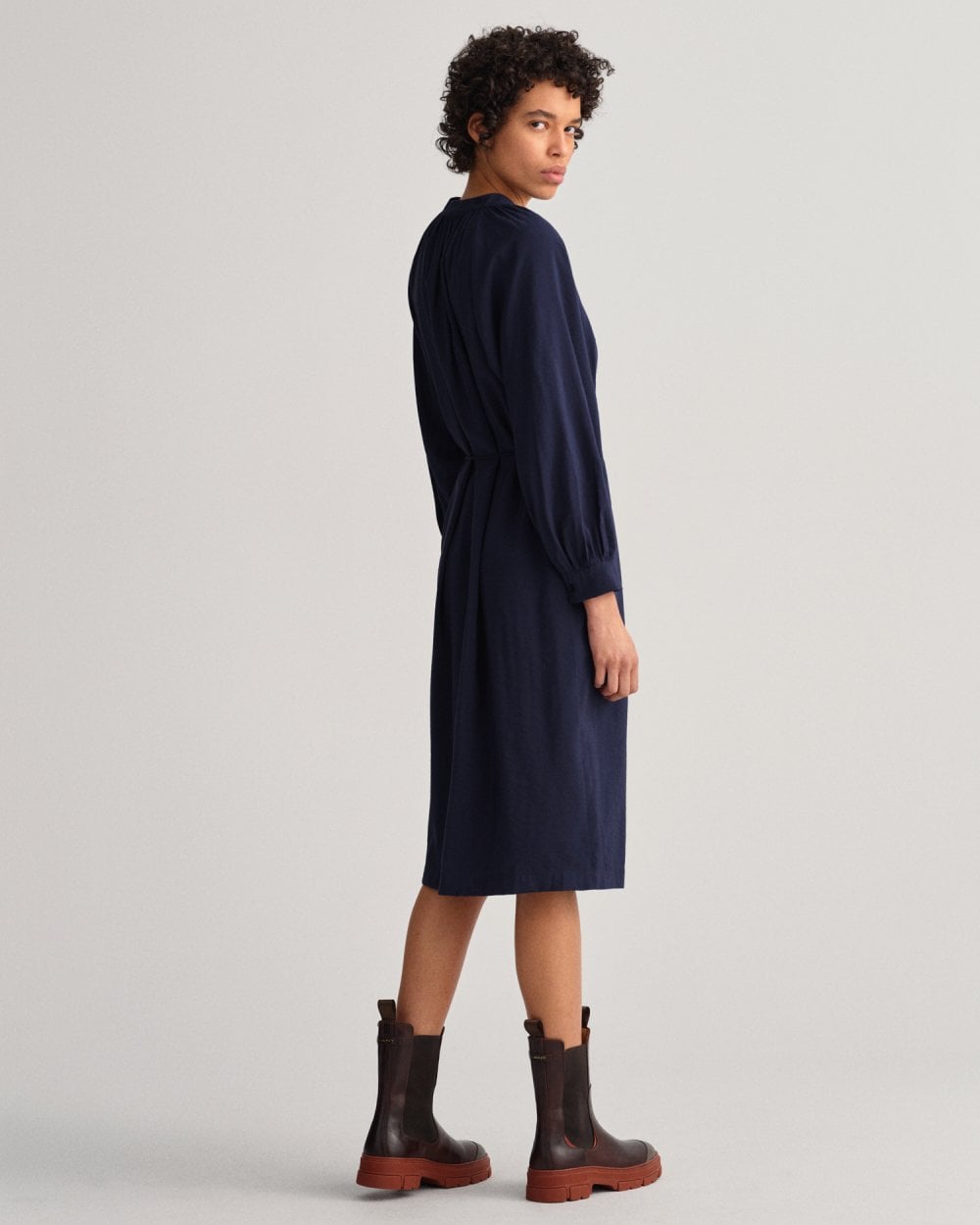 Stand Collar Shirt Dress