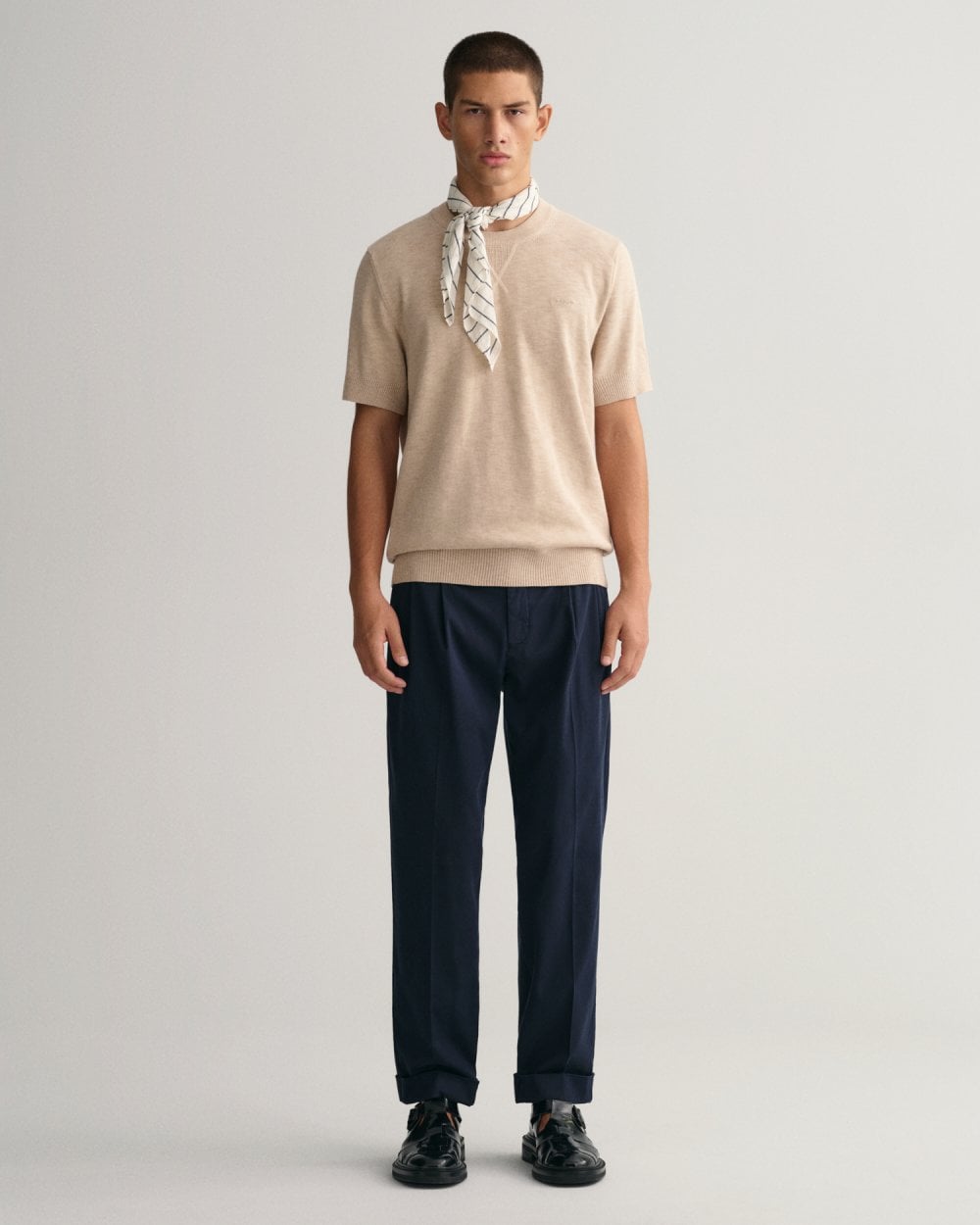 Relaxed Fit Tapered Cotton Suit Pants