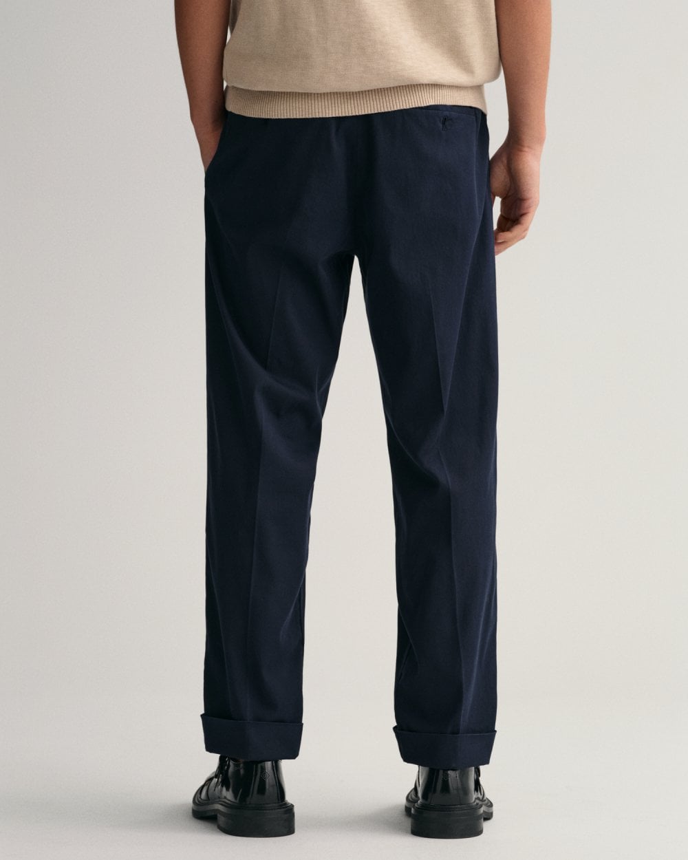 Relaxed Fit Tapered Cotton Suit Pants