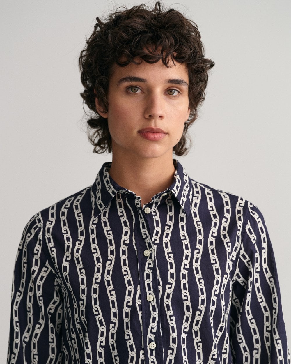 Regular Fit Chain Print Cotton Voile Shirt