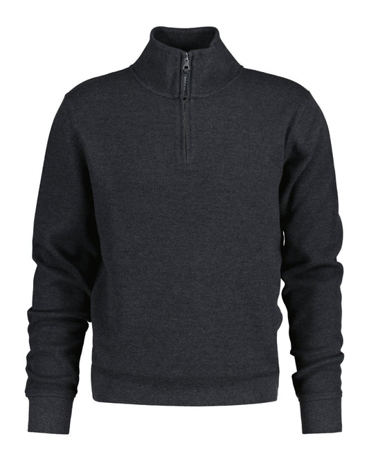 Waffle Textured Half-Zip Sweatshirt