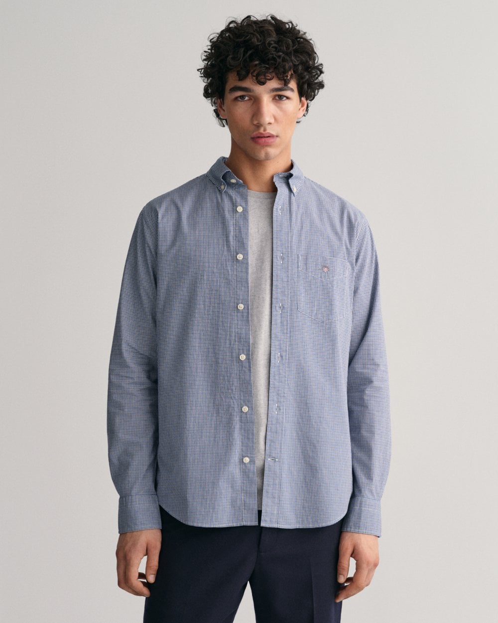 Regular Fit Micro Checked Poplin Shirt