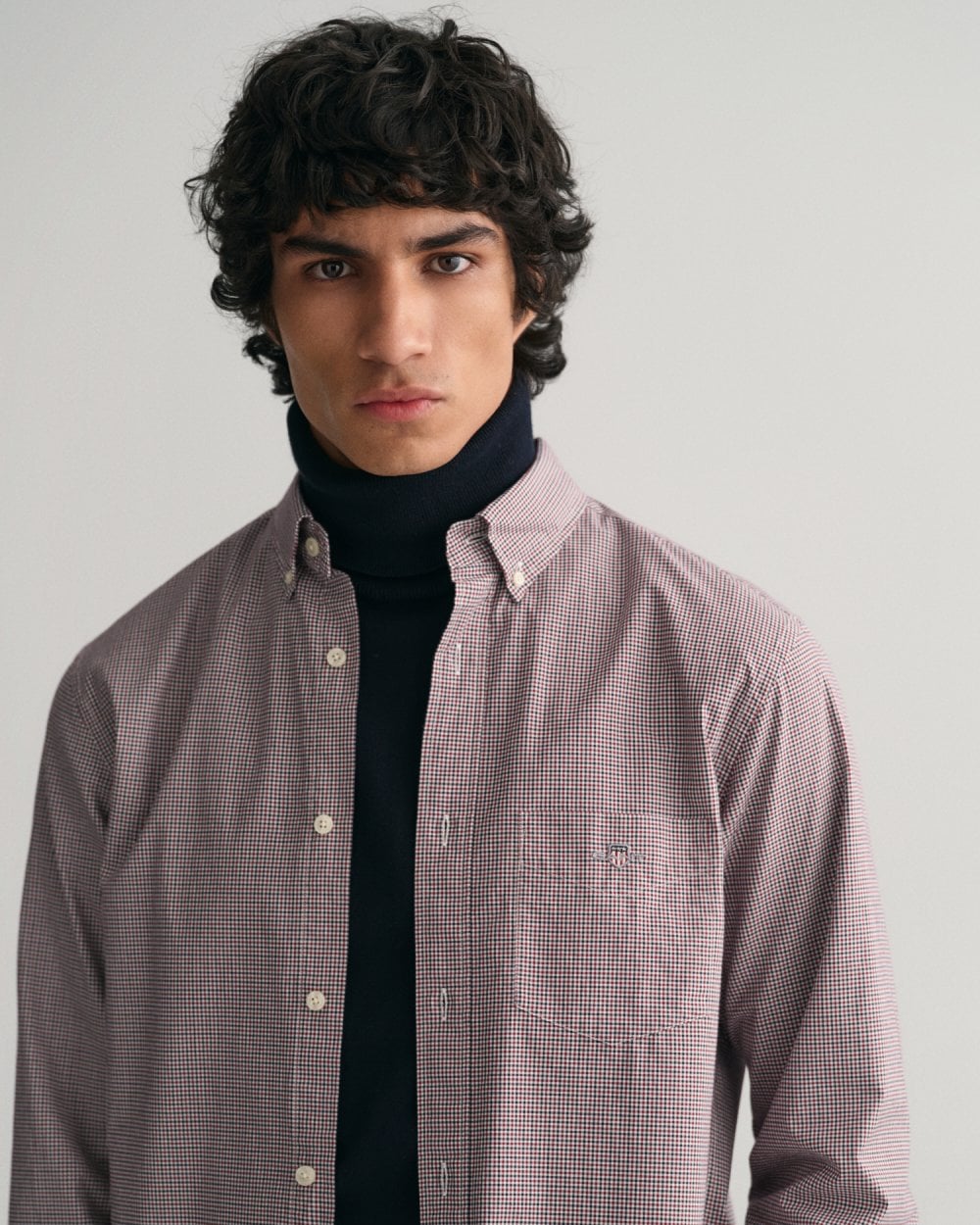 Regular Fit Micro Checked Poplin Shirt