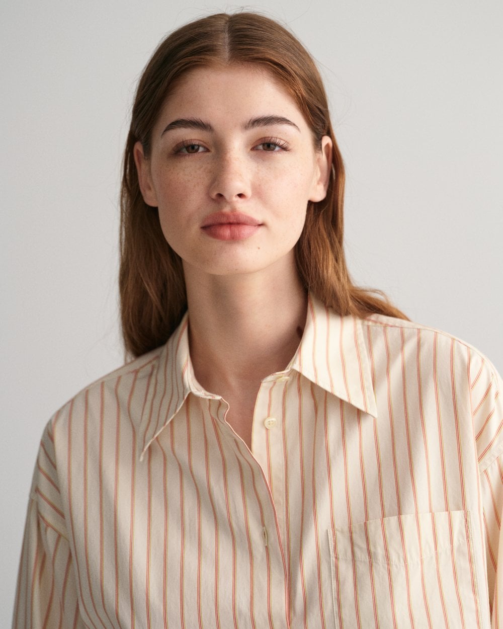 Oversized High Cuffs Striped Poplin Shirt