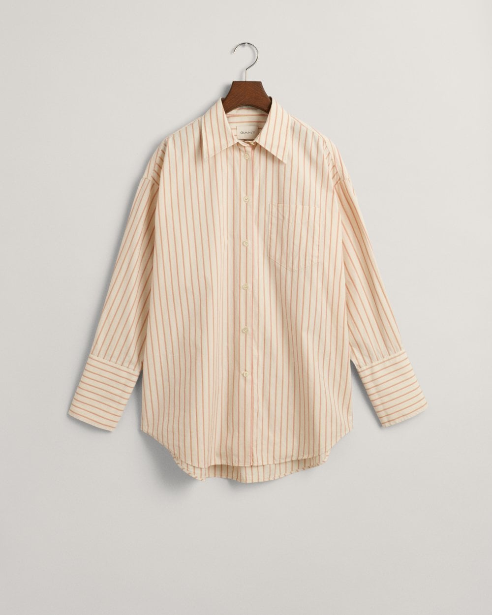 Oversized High Cuffs Striped Poplin Shirt