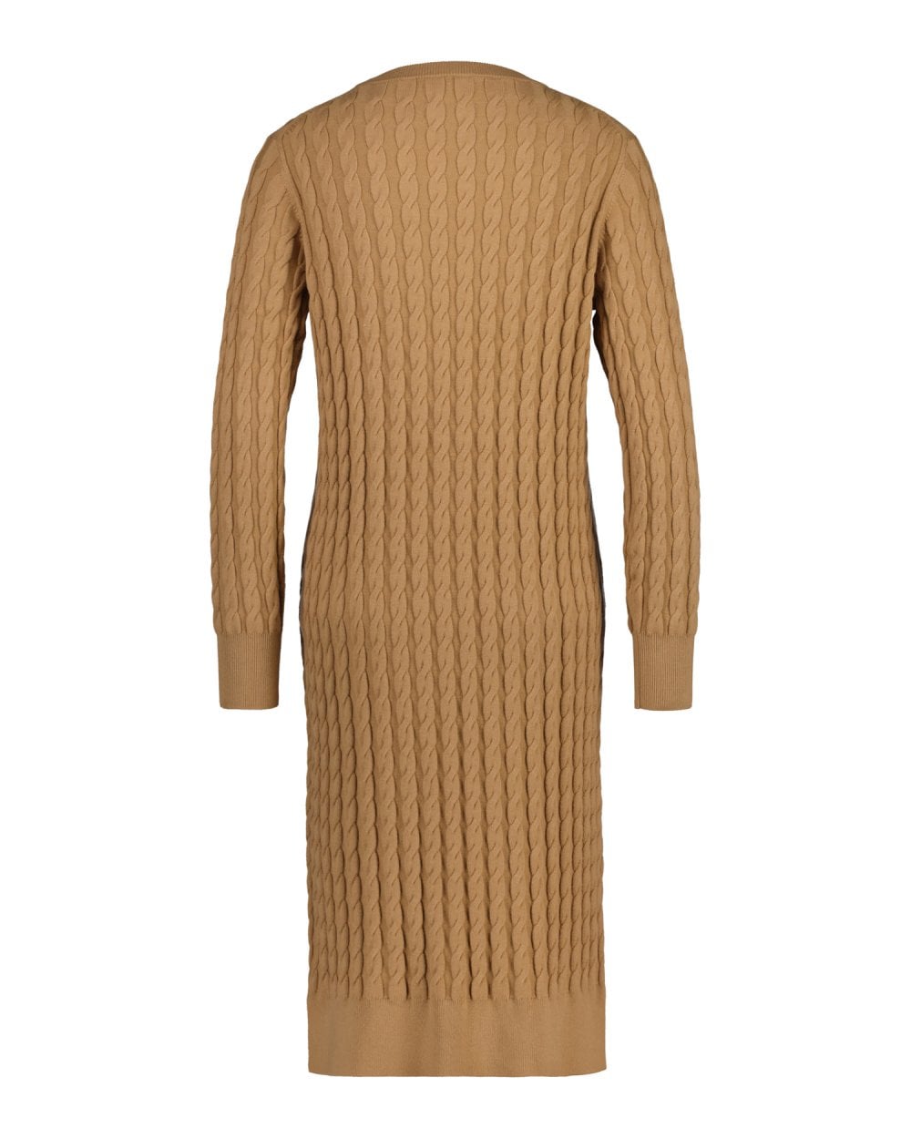 Stretch Cotton Cable Knit Crew Neck Dress